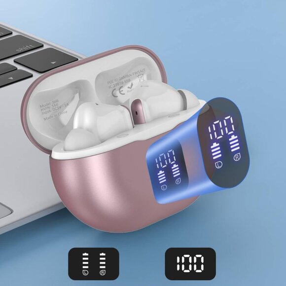 Bluetooth Headphones True Wireless Earbuds 50H Playback  LED Power Display Earph - Picture 6 of 8